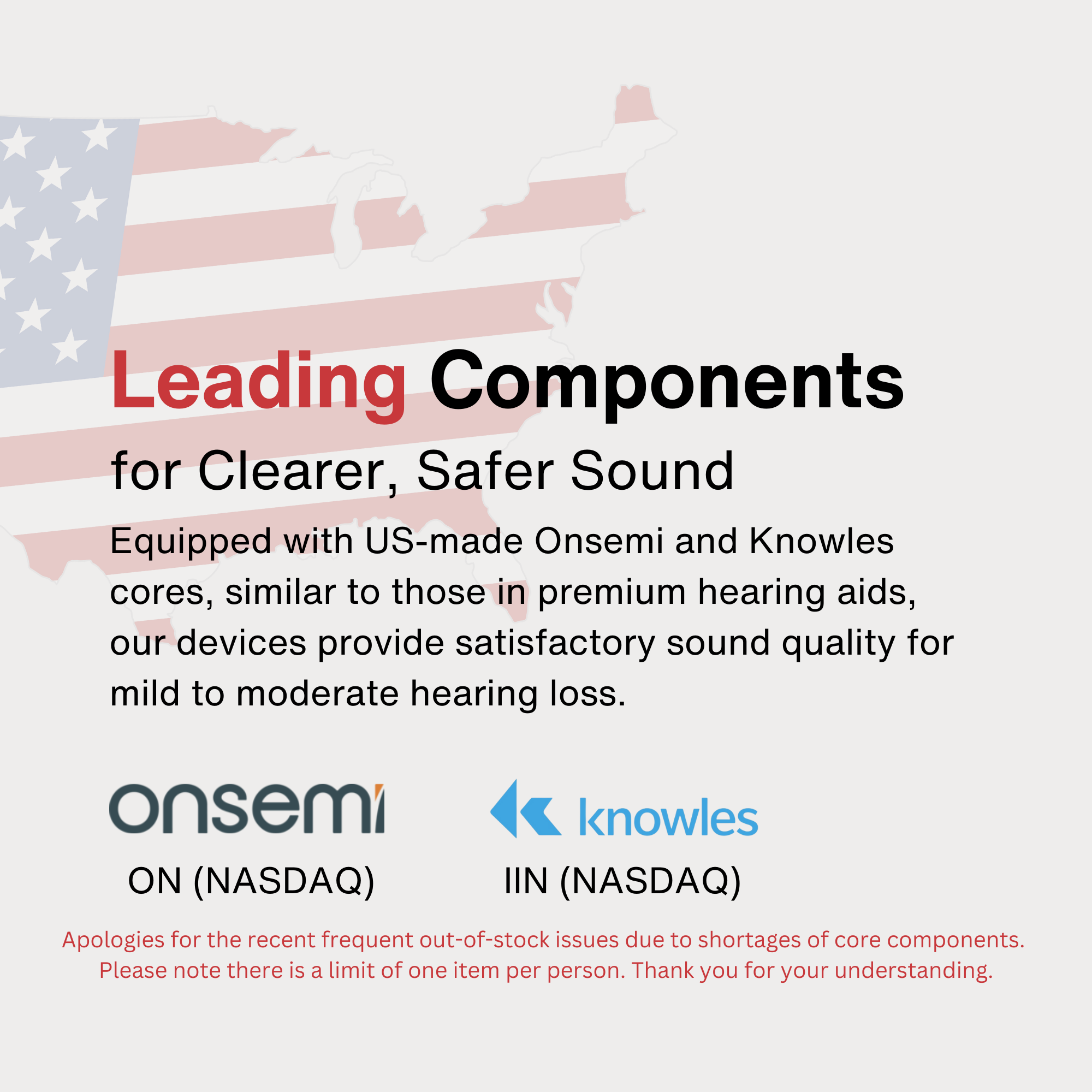 Equipped with US-made Onsemi and Knowles cores, similar to those in premium hearing aids, our devices provide satisfactory sound quality for mild to moderate hearing loss.